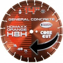 Diamond Products 12" X .125" HD MAXX Orange Wet/Dry High Speed Blade H8H Concrete 1" Arbor 53734