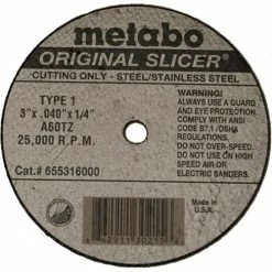Metabo Tools Metabo Type 1 Original Slicer A60TZ 3" X .040" X 3/8" Cutting Wheel 655317000