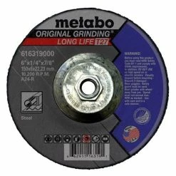 Metabo Tools Metabo Longlife Original Grinding Wheel 9" X 1/4" X 5/8"-11, Type 27, A24R - 655784000